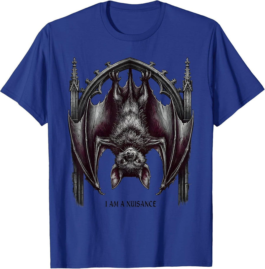 I Am A Nuisance Gothic Bat Lover Dark Humor Novelty T-Shirt - Royal Blue