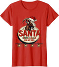 Women's Santa Bring a Bale for My Kids Funny Goat Lover Christmas T-Shirt - Red