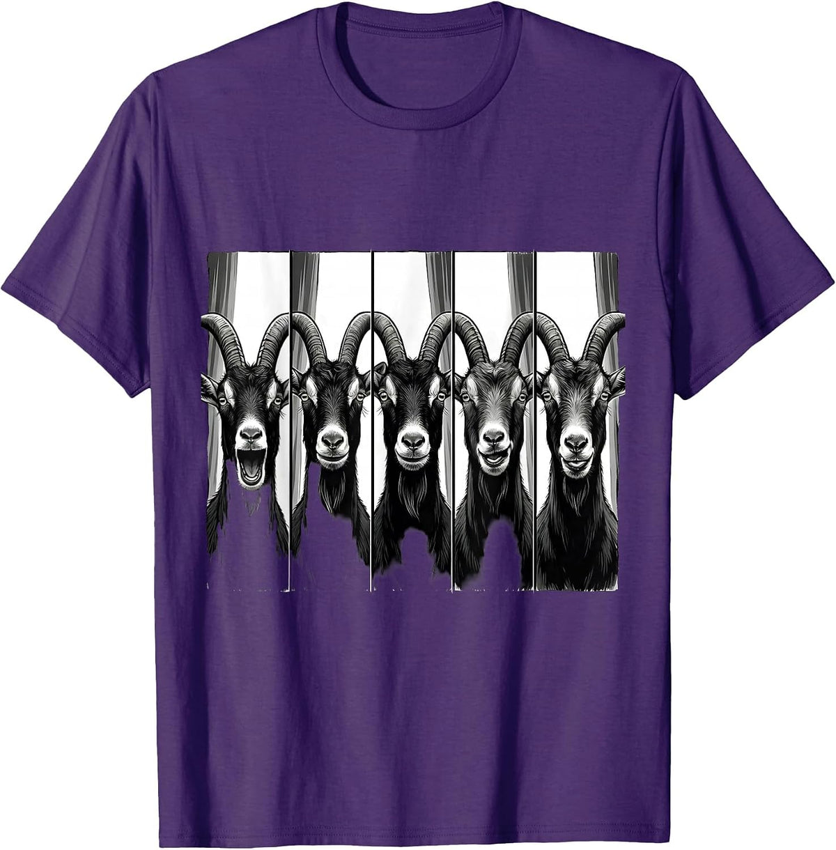 Goat Photobooth Funny Animal Portrait T-Shirt - Purple