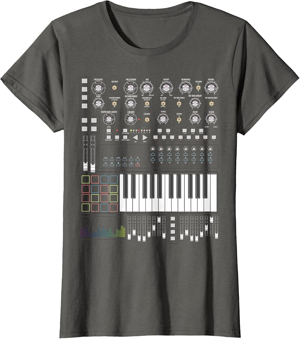Electronic Music Synthesizer Techno Music DJ Producer T-Shirt - Asphalt Grey