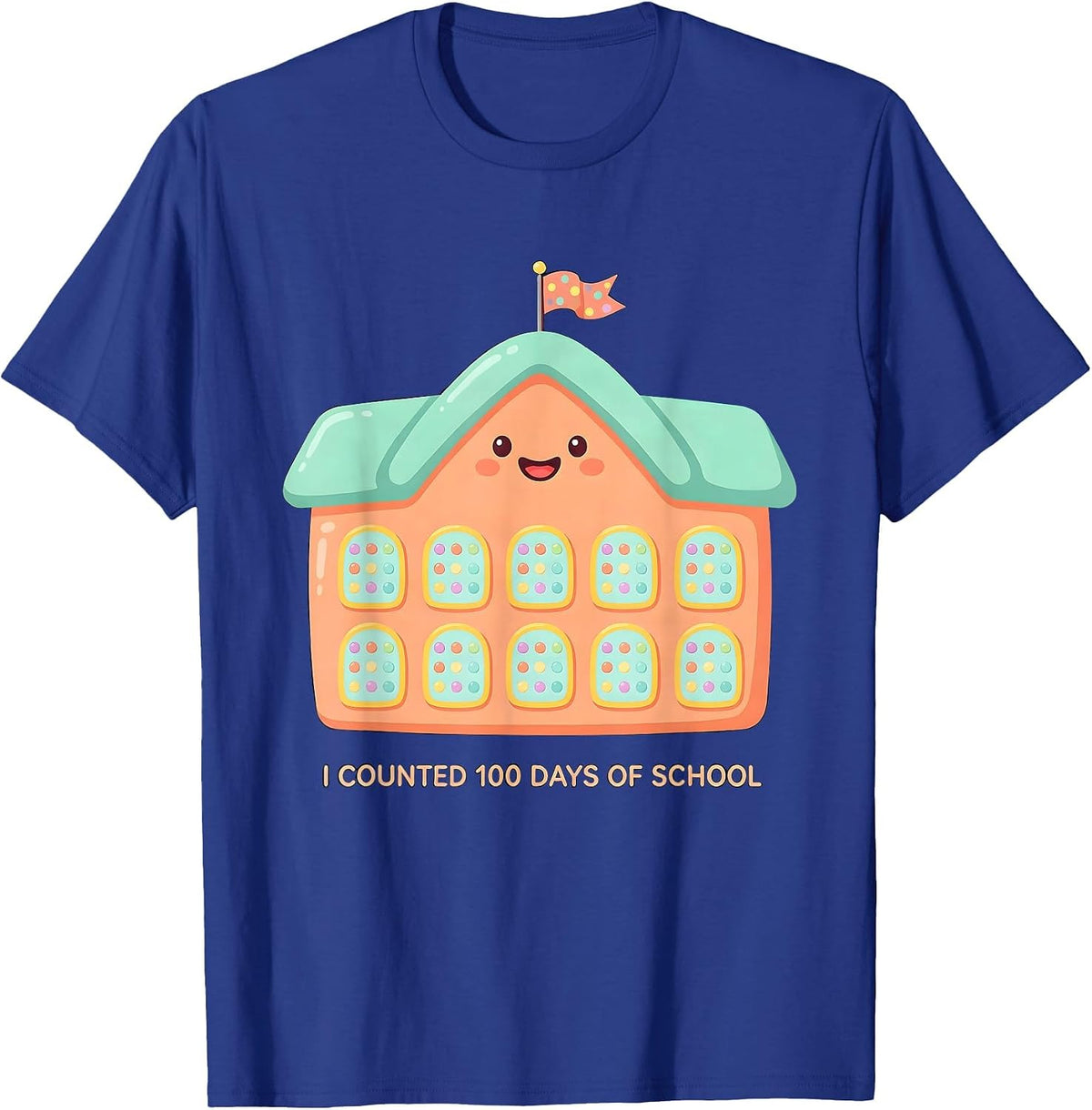 I Counted 100 Days Of School Cute Kawaii Teacher Kids T-Shirt - Royal Blue