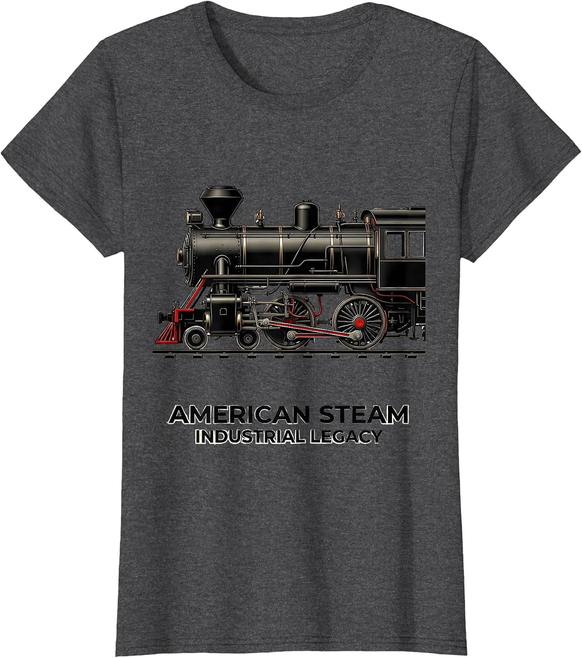 Women's American Steam Industrial Legacy Big Boy 4014 Train Engineer T-Shirt - Dark Heather Grey