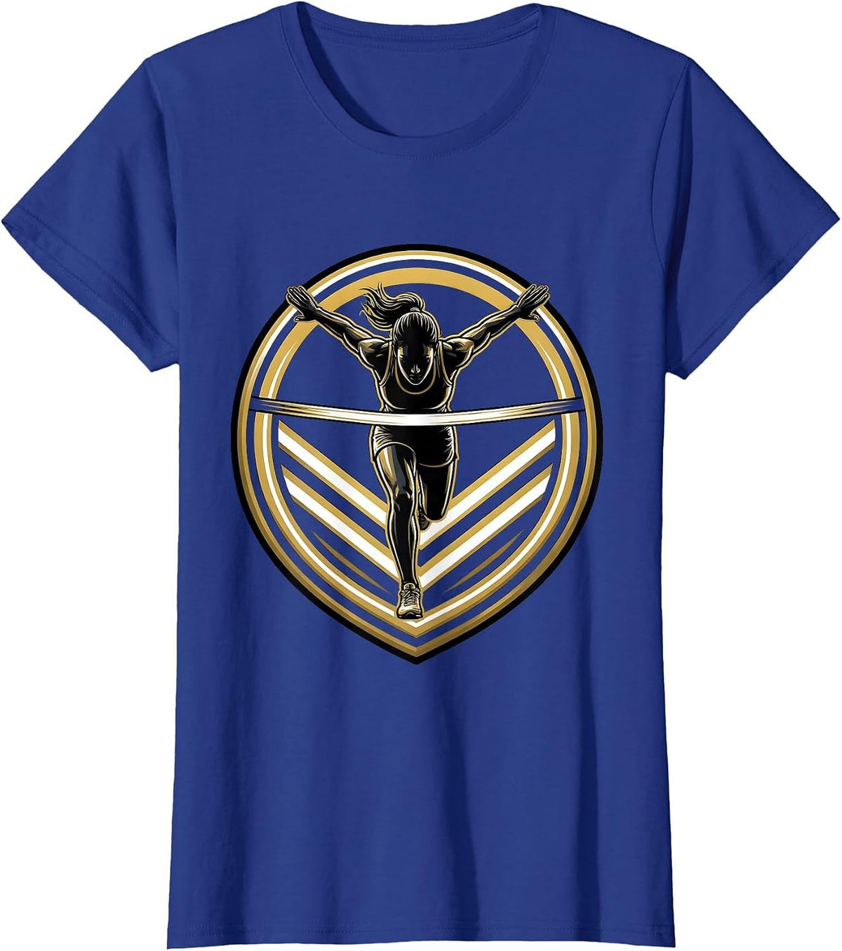 Women's Sprinter Bursting Through Finish Line Graphic T-Shirt - Royal Blue