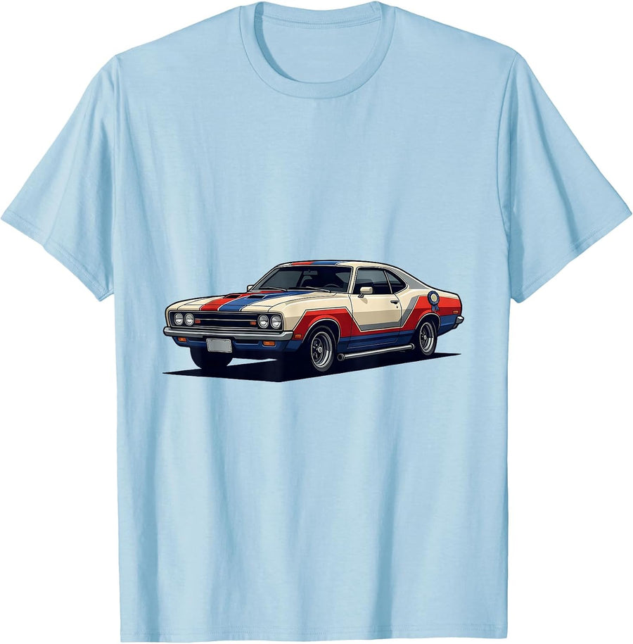 Men's Classic Fastback Coupe Vintage Racing Livery Graphic T-Shirt - Baby Blue