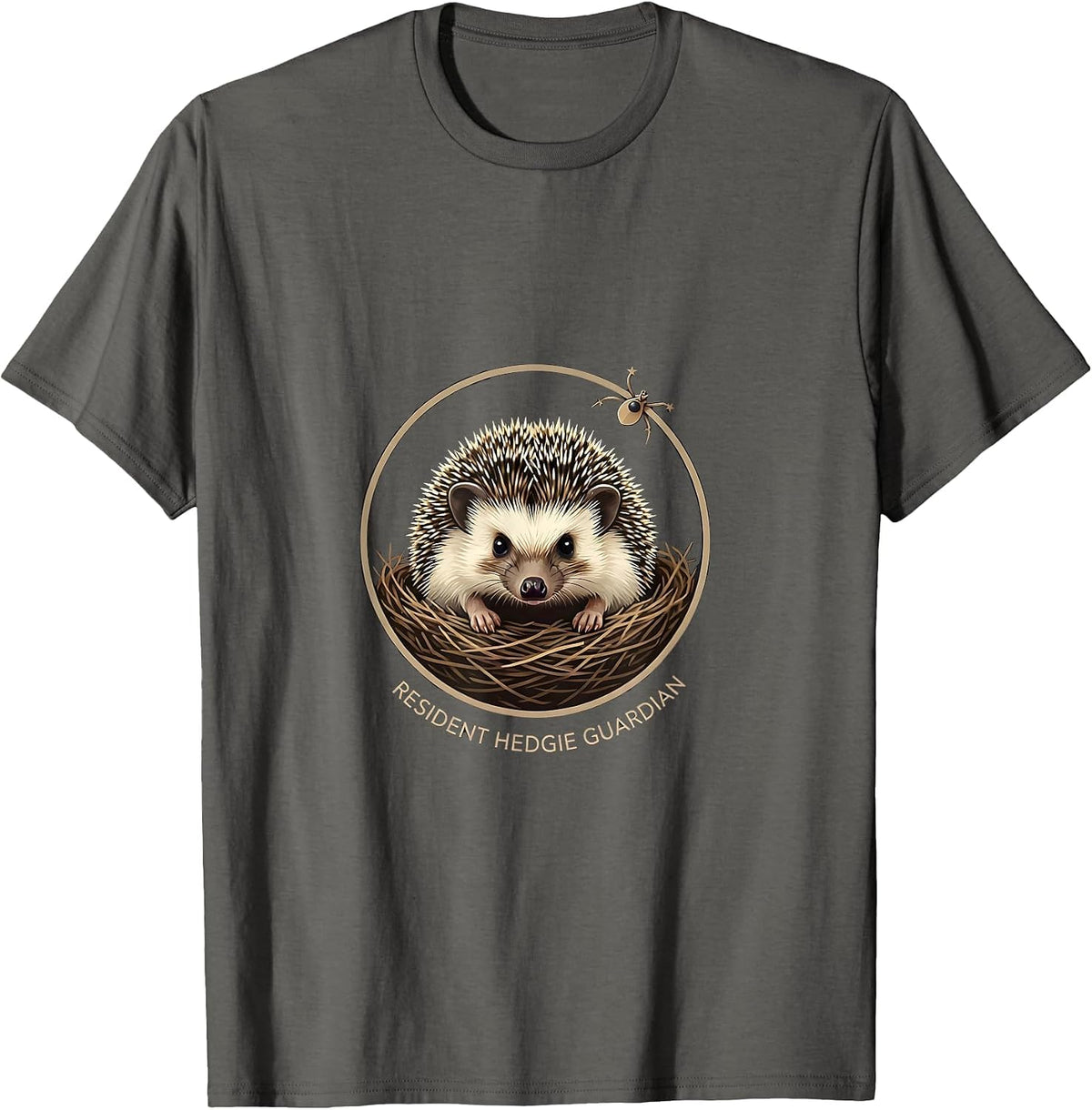 Men's Resident Hedgie Guardian Cute Hedgehog Pet Lover Humor T-Shirt - Asphalt Grey