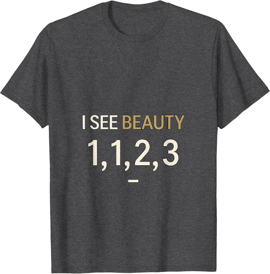 Men's I See Beauty 1 1 2 3 Minimalist Math Lover Sacred Geometry T-Shirt - Dark Heather Grey