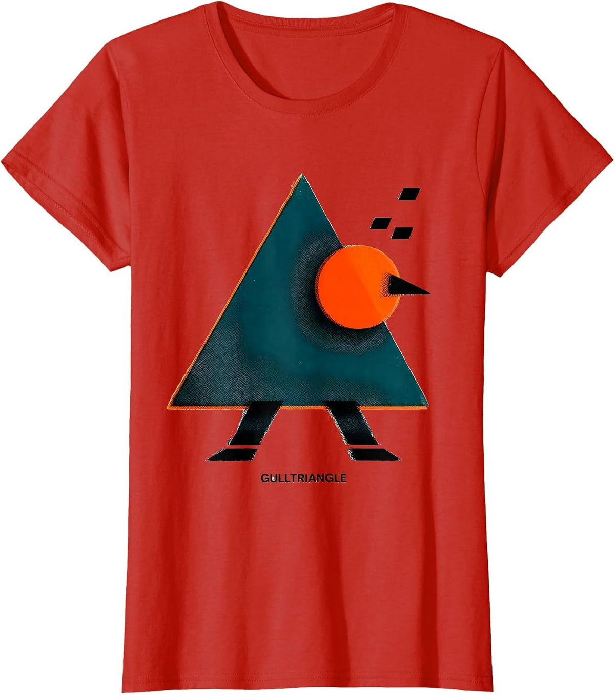 Women's Gulltriangle Risograph Math Teacher Bird Pun Funny Geometry T-Shirt - Red