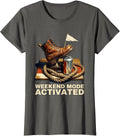 Weekend Mode Activated Labor Day Graphic T-Shirt, Women, Asphalt Grey, Medium - As Pictured