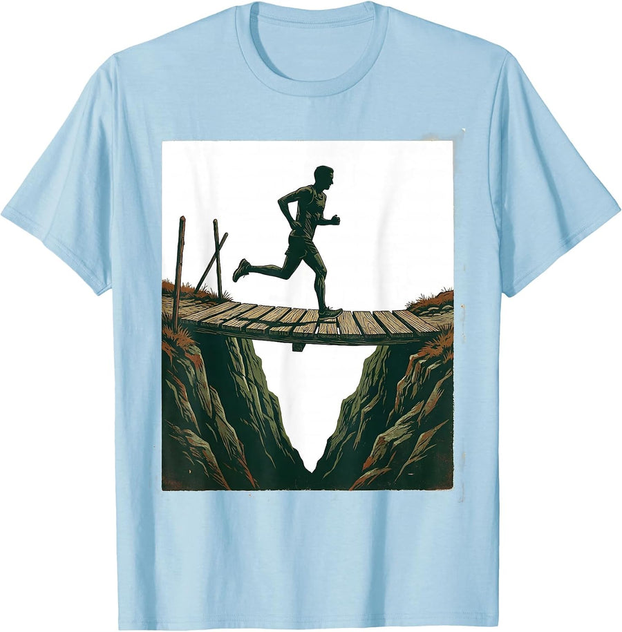 Men's Runner Bridge Vintage Cross Country Team Humor T-Shirt - Baby Blue