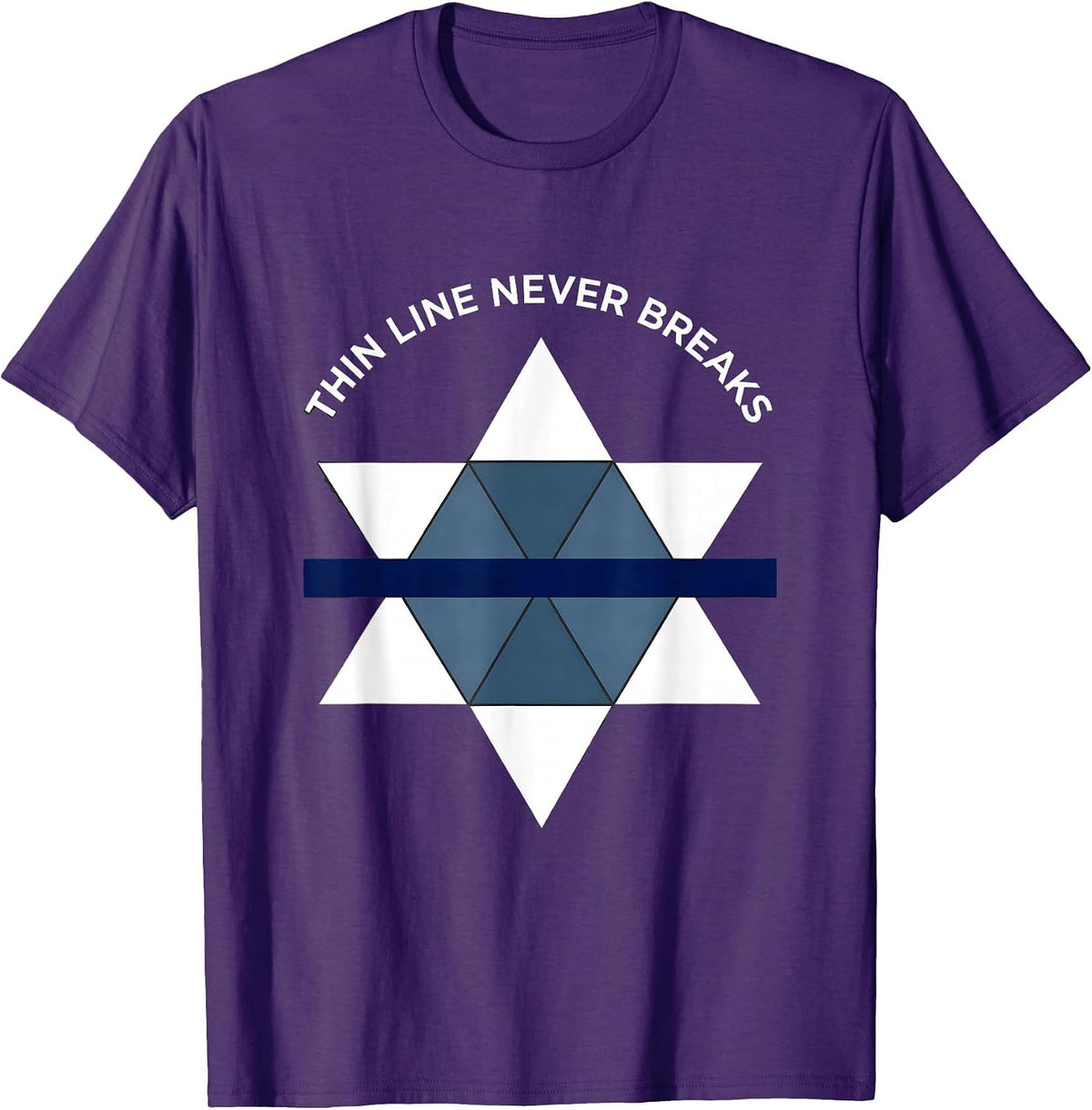 Men's Thin Blue Line Never Breaks Law Enforcement Design T-Shirt - Purple