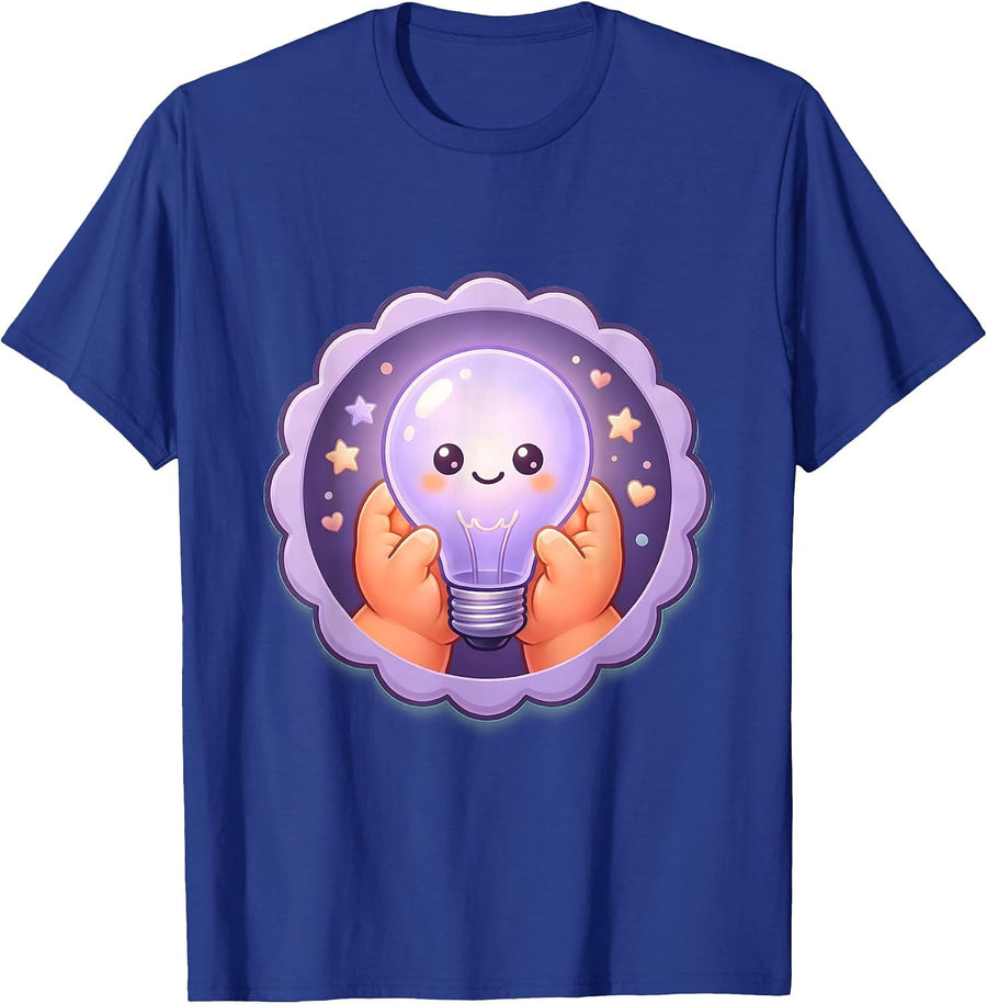 Sped Teacher Glowing Lightbulb Hands Graphic T-Shirt - Royal Blue