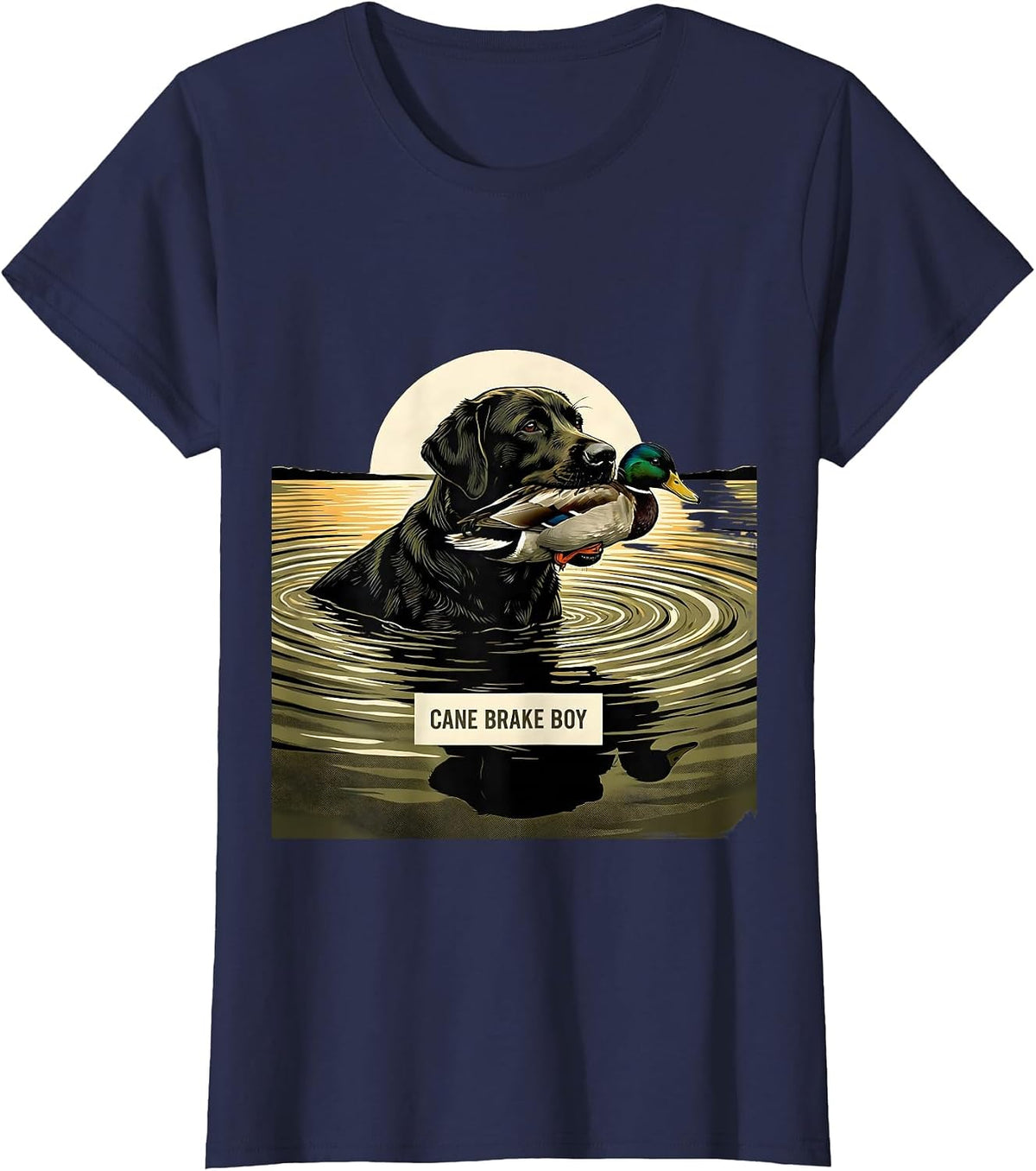 Women's Cane Brake Boy Vintage Labrador Duck Hunting Southern T-Shirt - Navy Blue