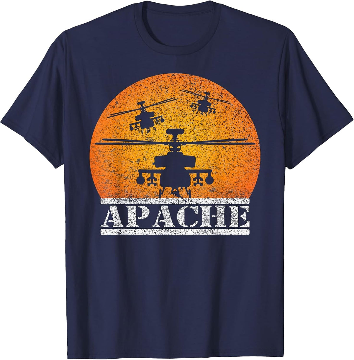 Apache Helicopters Pilots Flying Sunset T-Shirt - Navy Blue