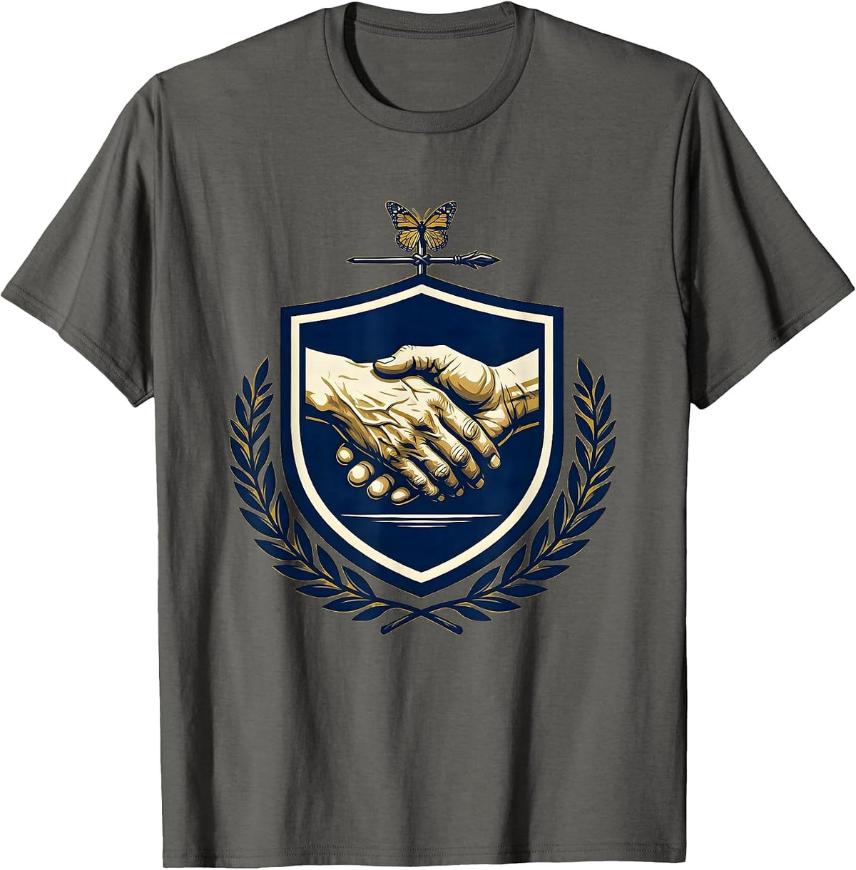 Occupational Therapy Elderly Hand Guidance Illustration T-Shirt - Asphalt Grey