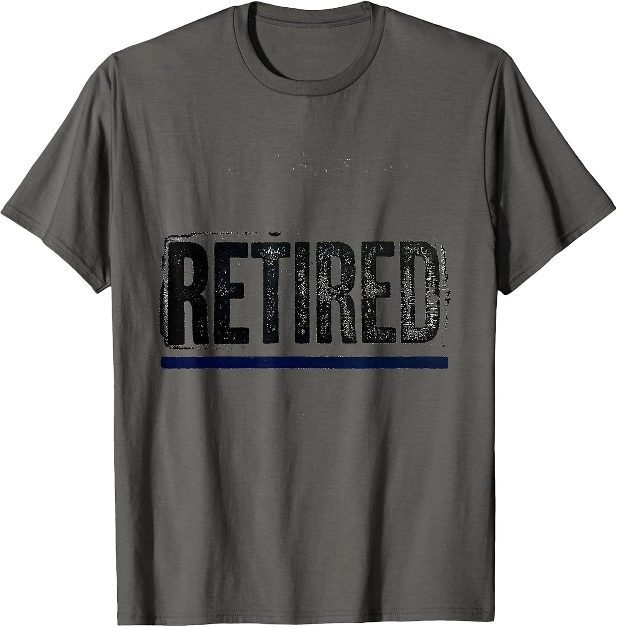 Men's RETIRED Rubber Stamp Thin Blue Line Police Retirement T-Shirt - Asphalt Grey