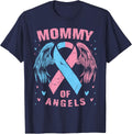 Mommy of Angels Pregnancy Miscarriage Child Loss Pink Blue T-Shirt - Navy Blue