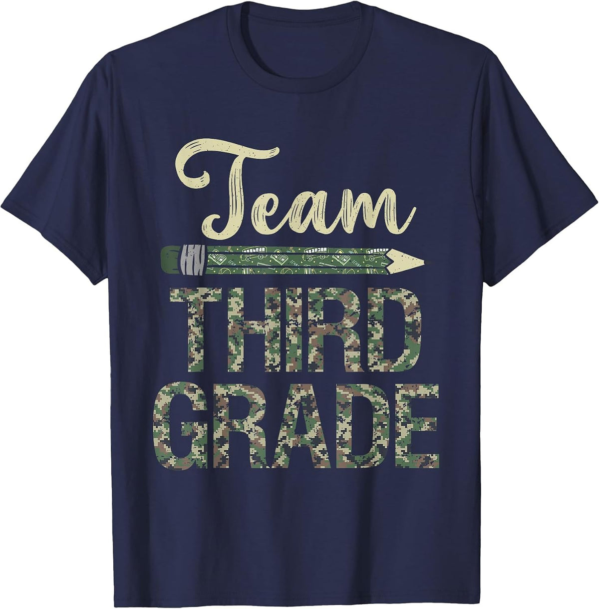 Team Third Grade Camo 3rd Grade Teacher Camouflage T-Shirt - Navy Blue