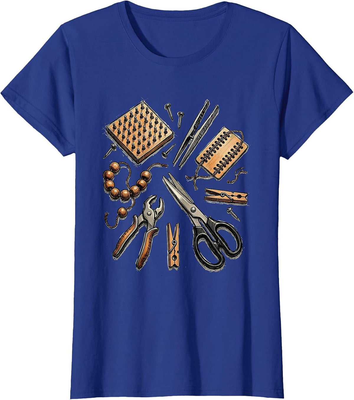 Women's Occupational Therapy Fine Motor Tools Flat Lay T-Shirt - Royal Blue