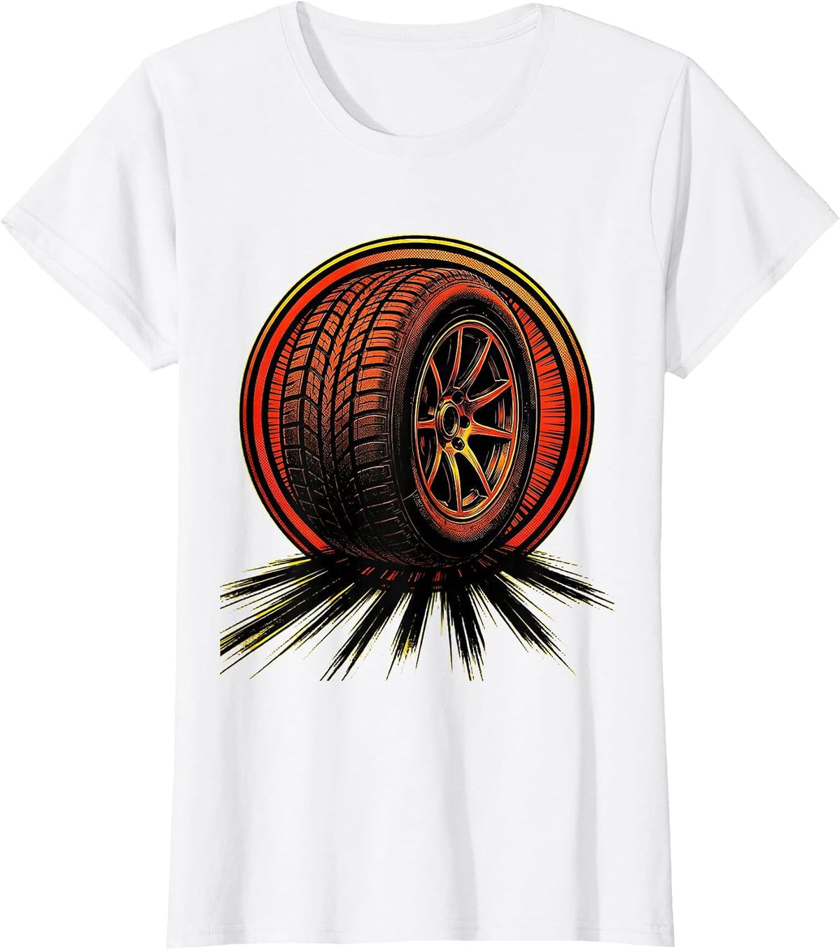Burning Rubber Skid Marks Racing Graphic T-Shirt - White