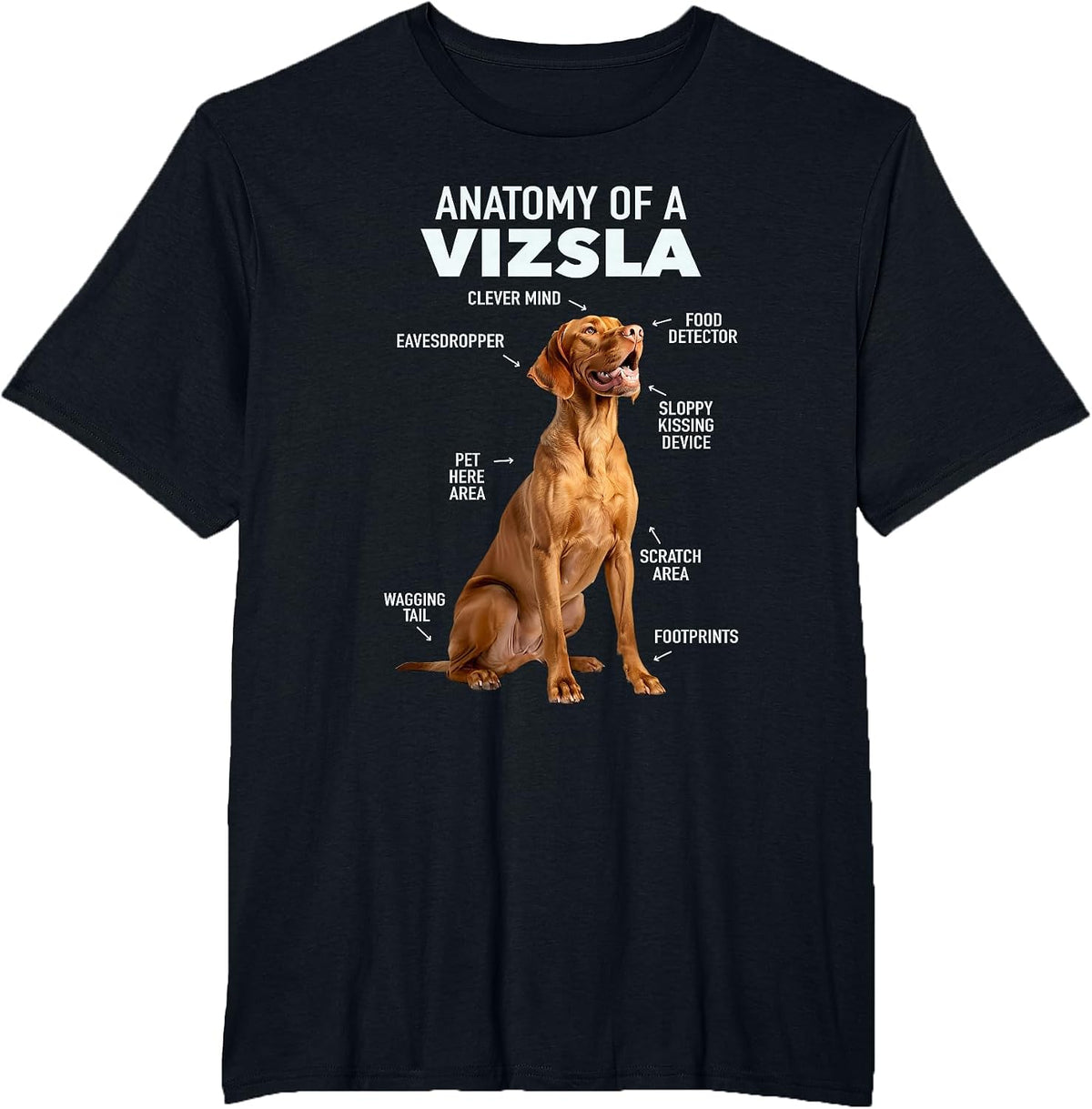 Anatomy of A Vizsla T-Shirt - Black