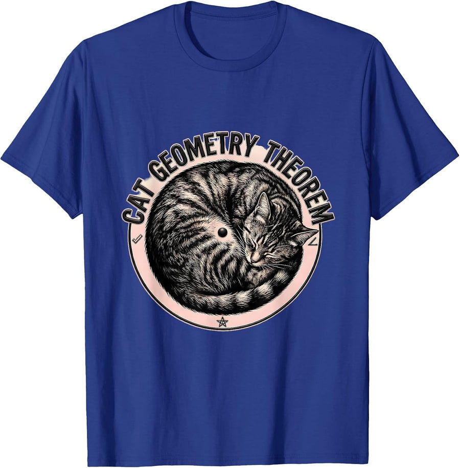 Cat Geometry Theorem Funny Math Cat Teacher Student Gift T-Shirt - Royal Blue