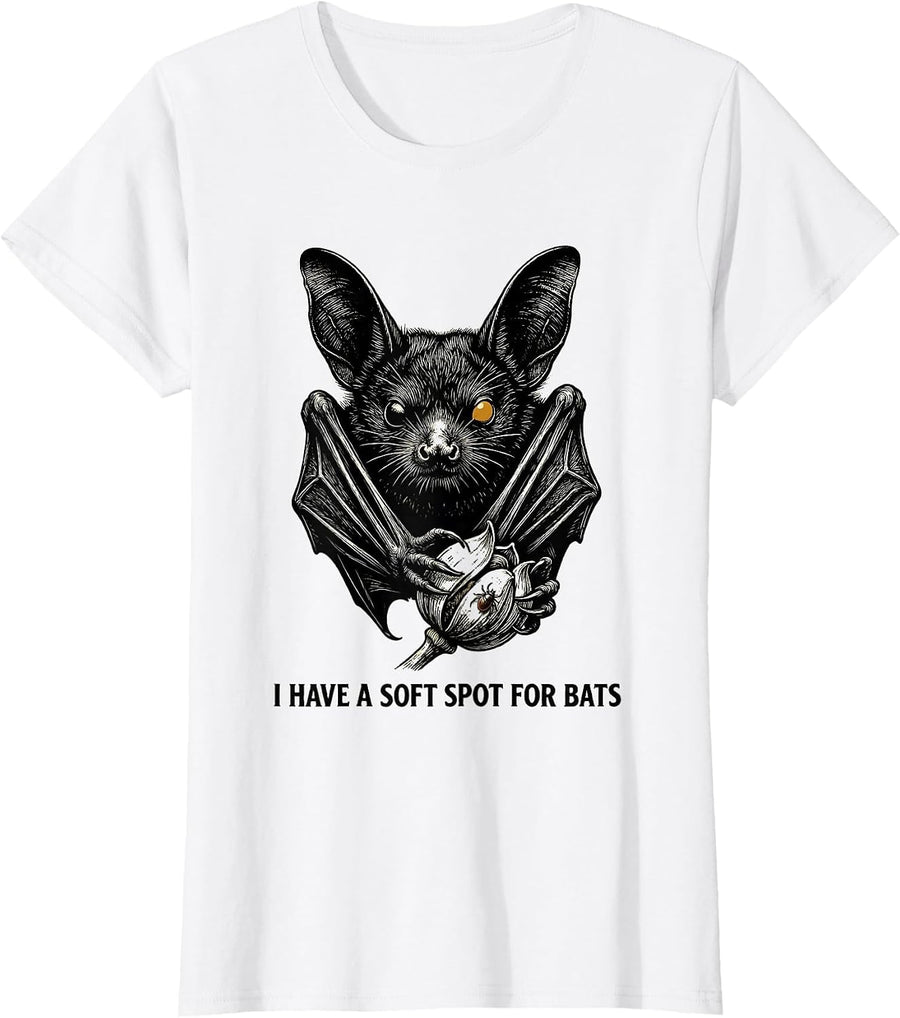 Women's I Have A Soft Spot For Bats Vintage Bat Lover Halloween T-Shirt - White