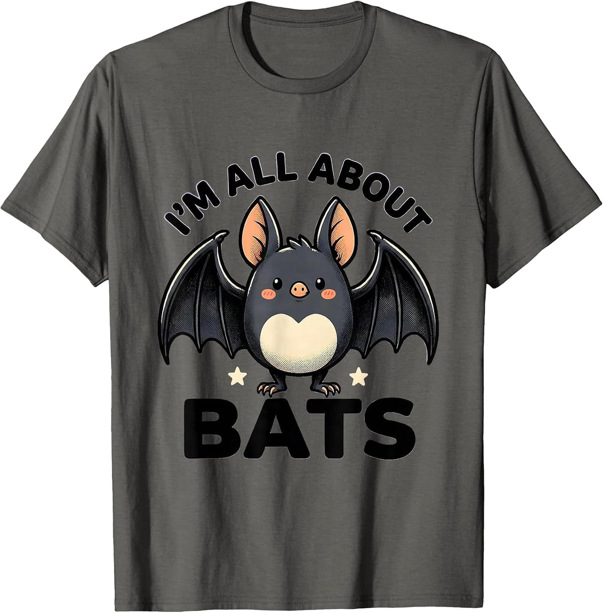 I'm All About Bats Cute Kawaii Bat Lover Wildlife T-Shirt - Asphalt Grey