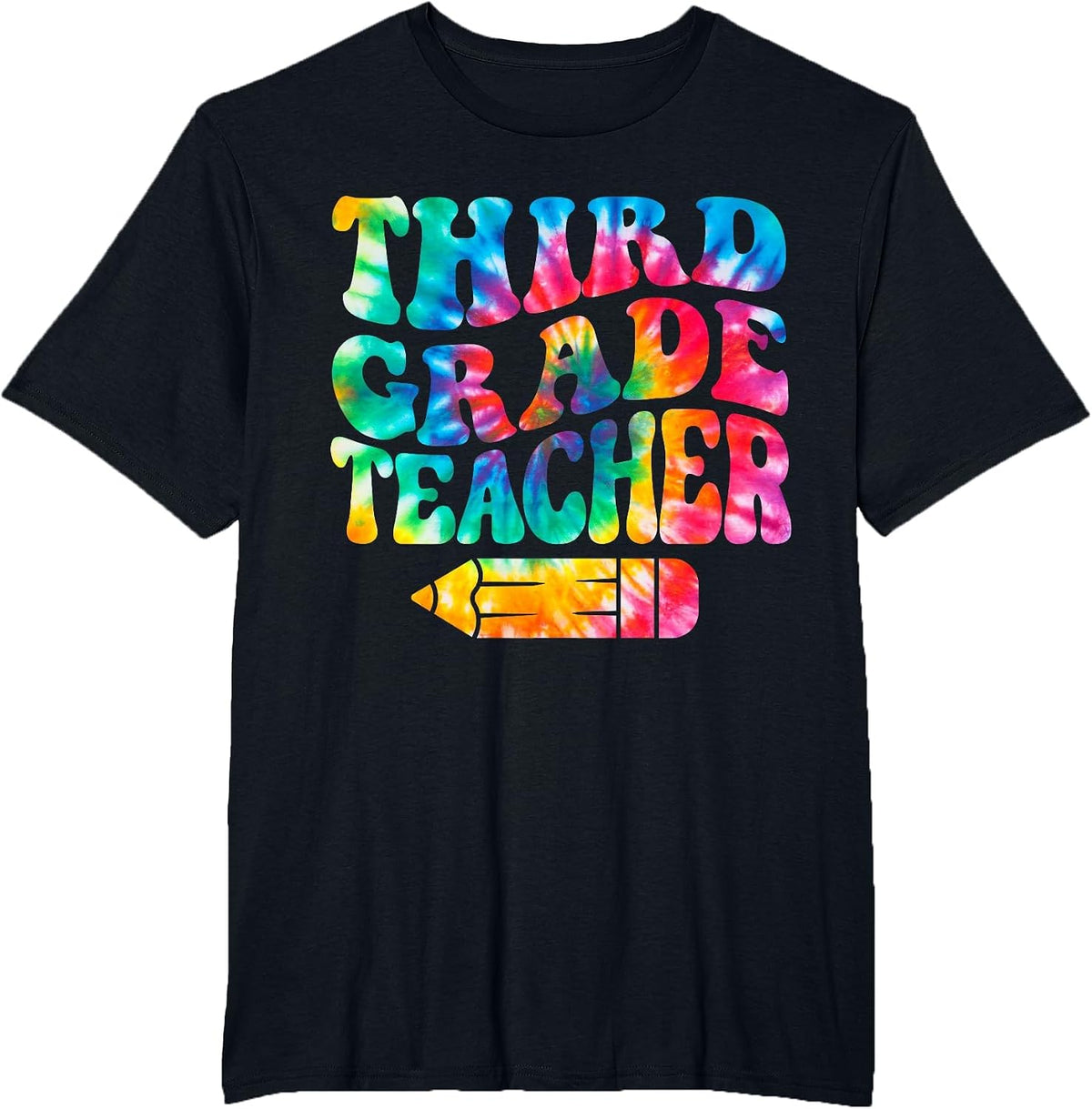 Retro Third Grade Teacher Tie Dye Funny 3rd Grade Teacher T-Shirt - Black