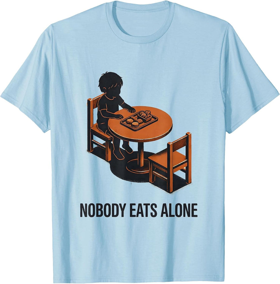 Men's Nobody Eats Alone Special Education Teacher Autism Inclusion T-Shirt - Baby Blue