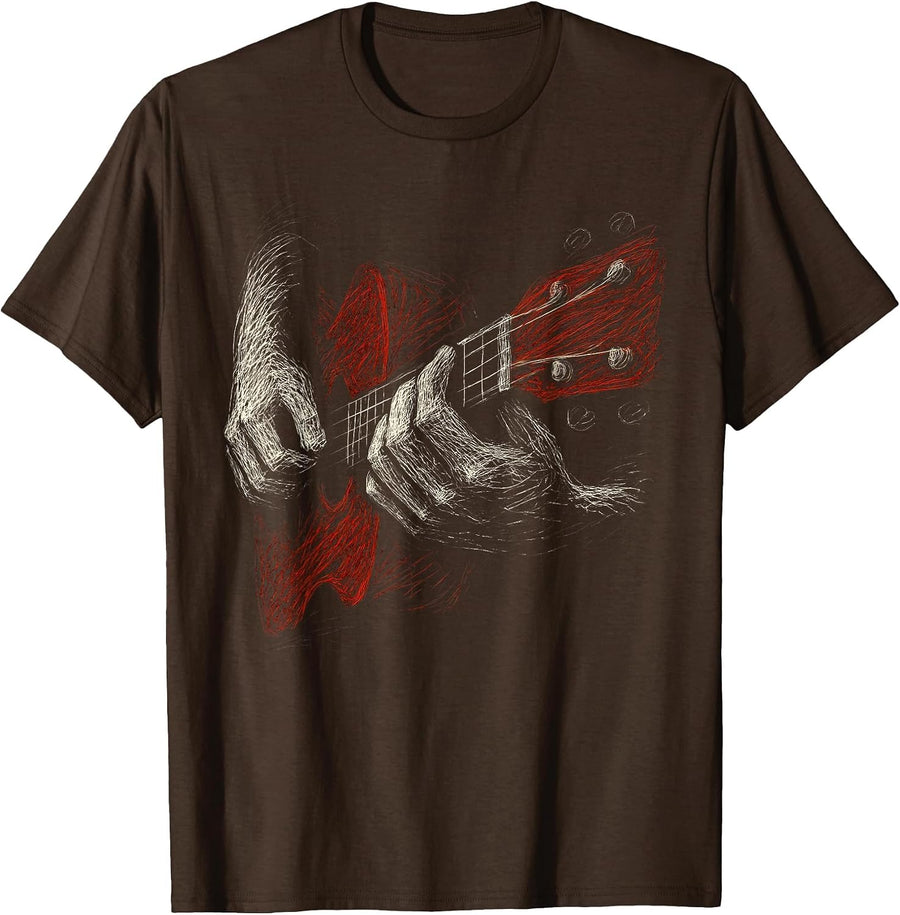 Acoustic Guitar Player Shirt Vintage Music Teacher Guitarist T-Shirt - Brown