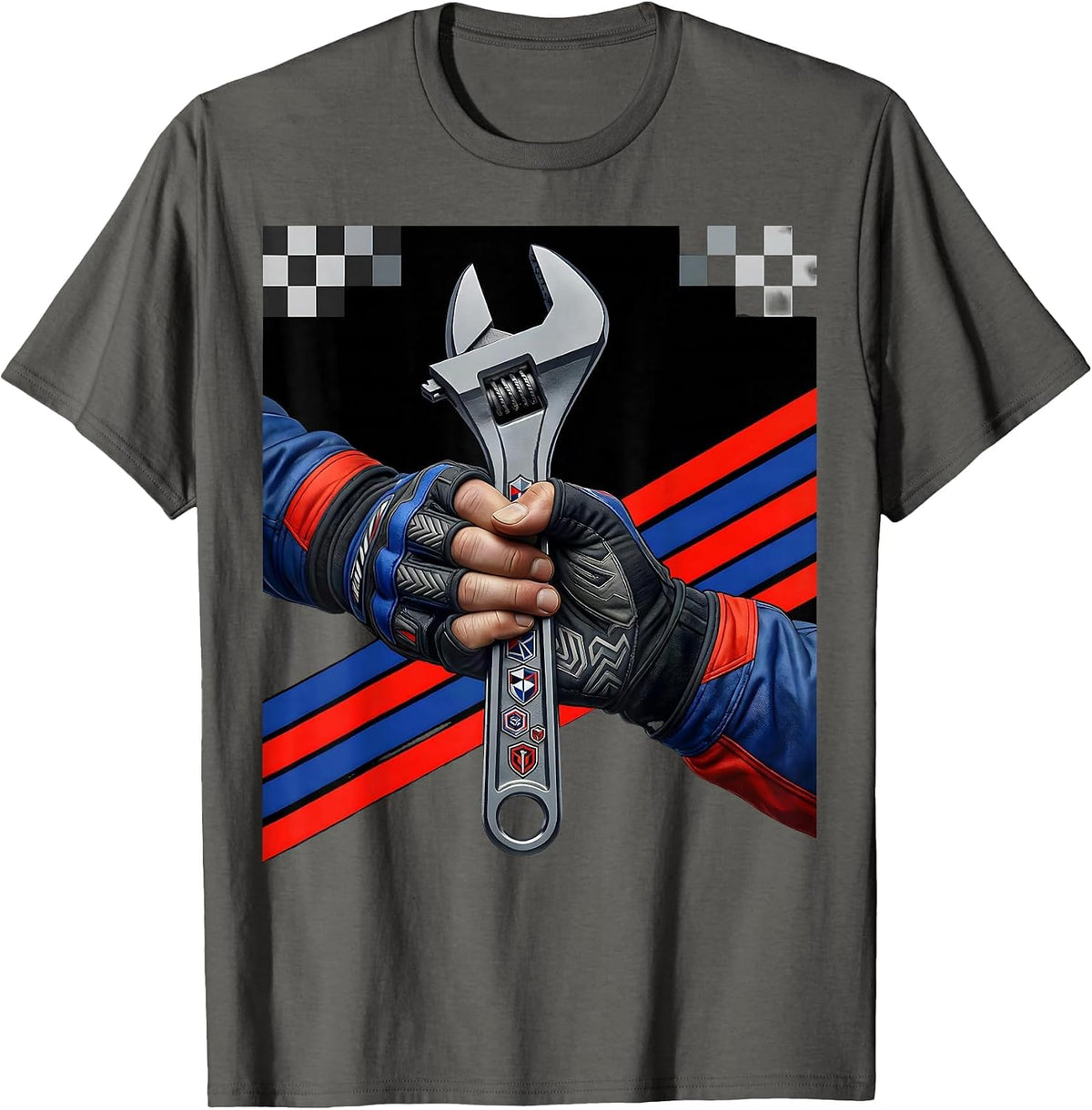 Mechanic Wrench Grip Automotive Car Art T-Shirt - Asphalt Grey