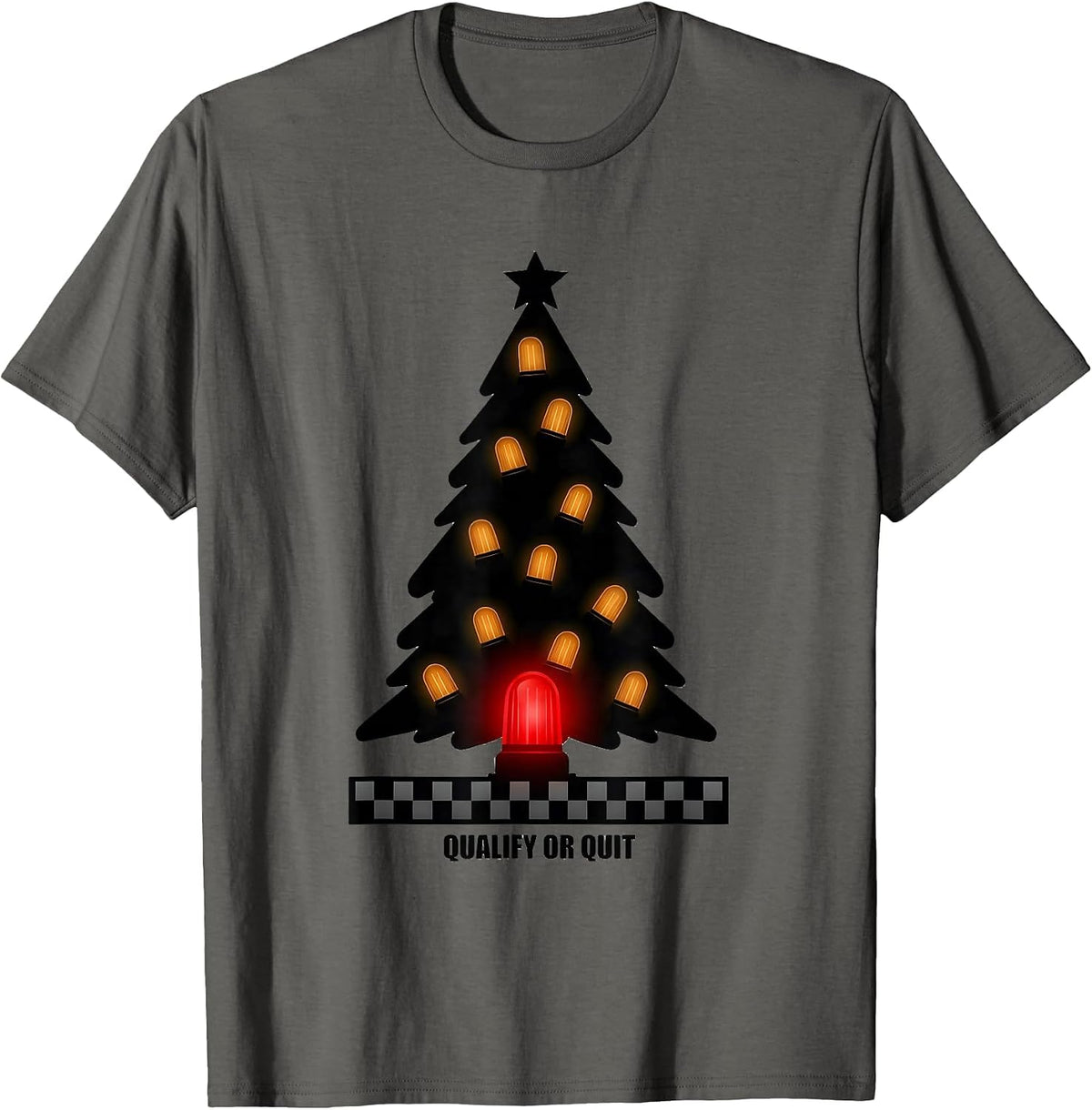 Qualify Or Quit Funny Racing Drag Strip Tree Light T-Shirt - Asphalt Grey