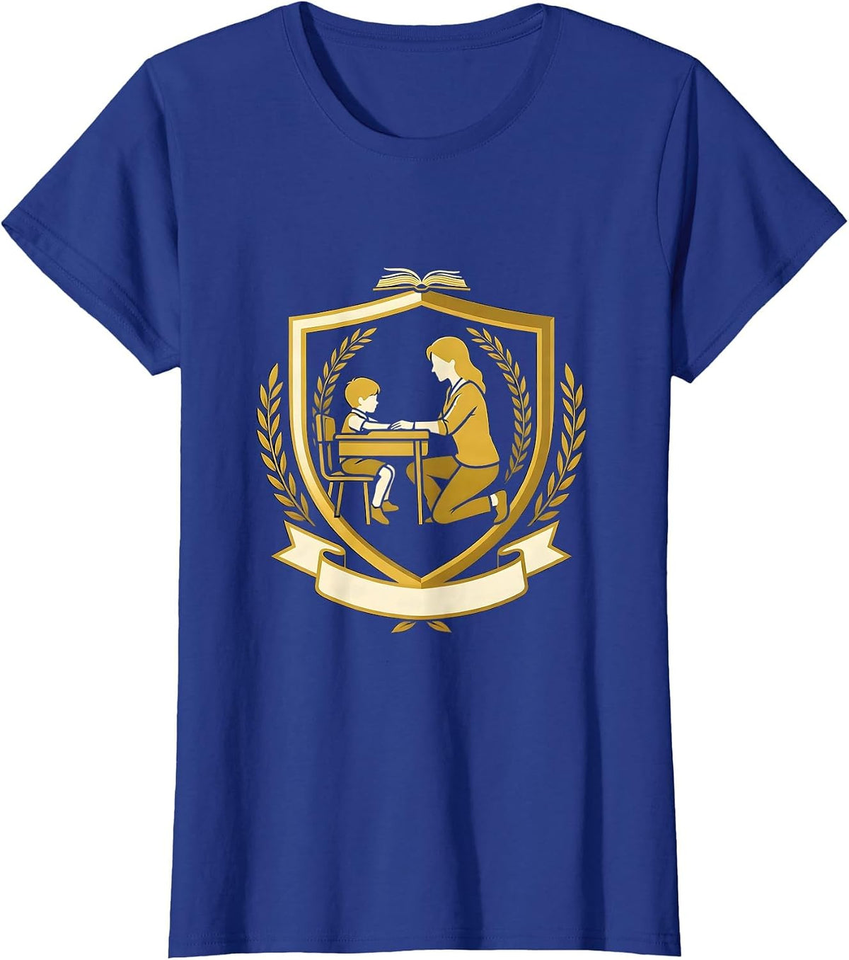 Women's SPED Teacher Kneeling With Student Graphic T-Shirt - Royal Blue