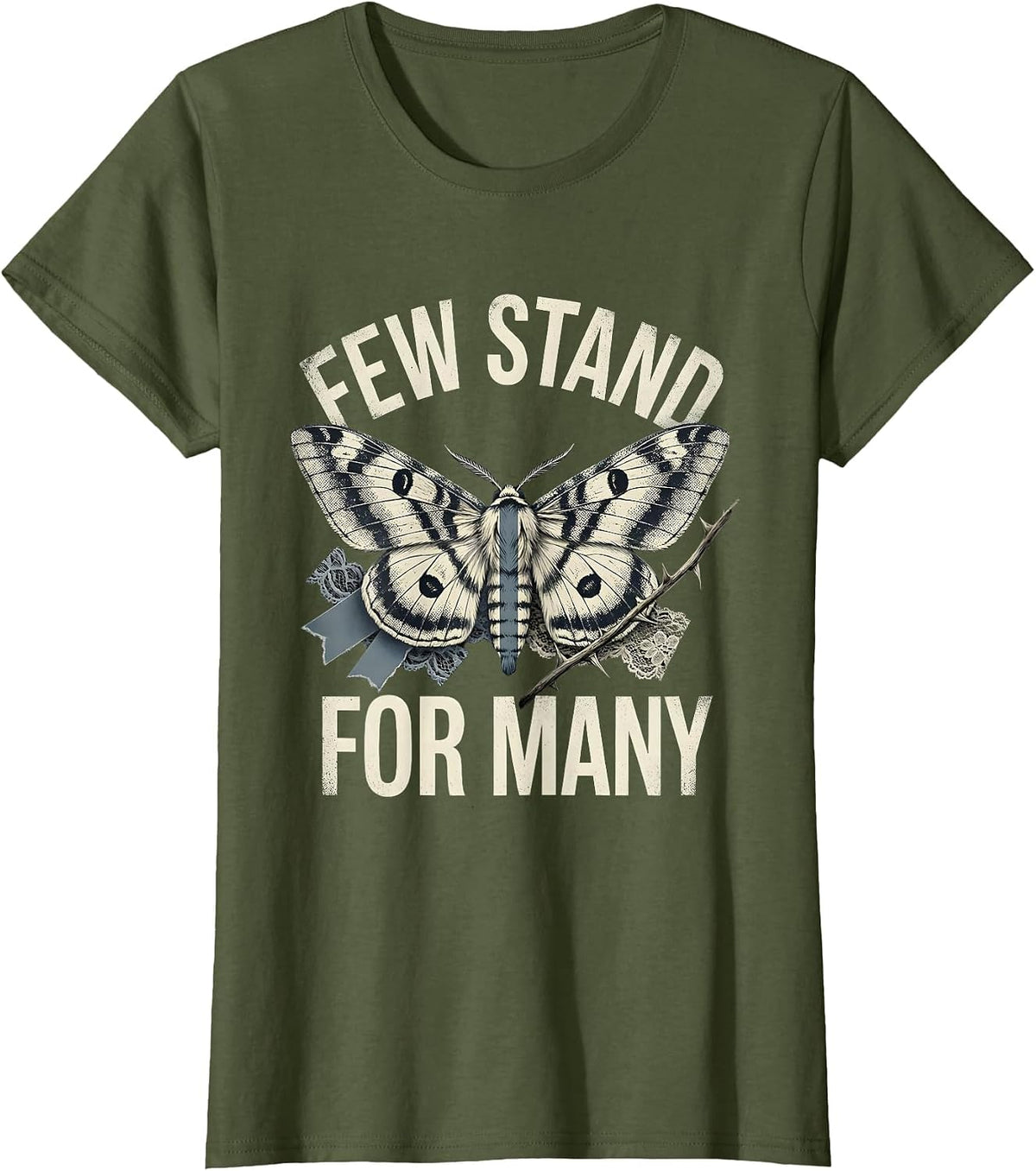 Women's Few Stand for Many Thin Blue Line Design T-Shirt - Olive Green