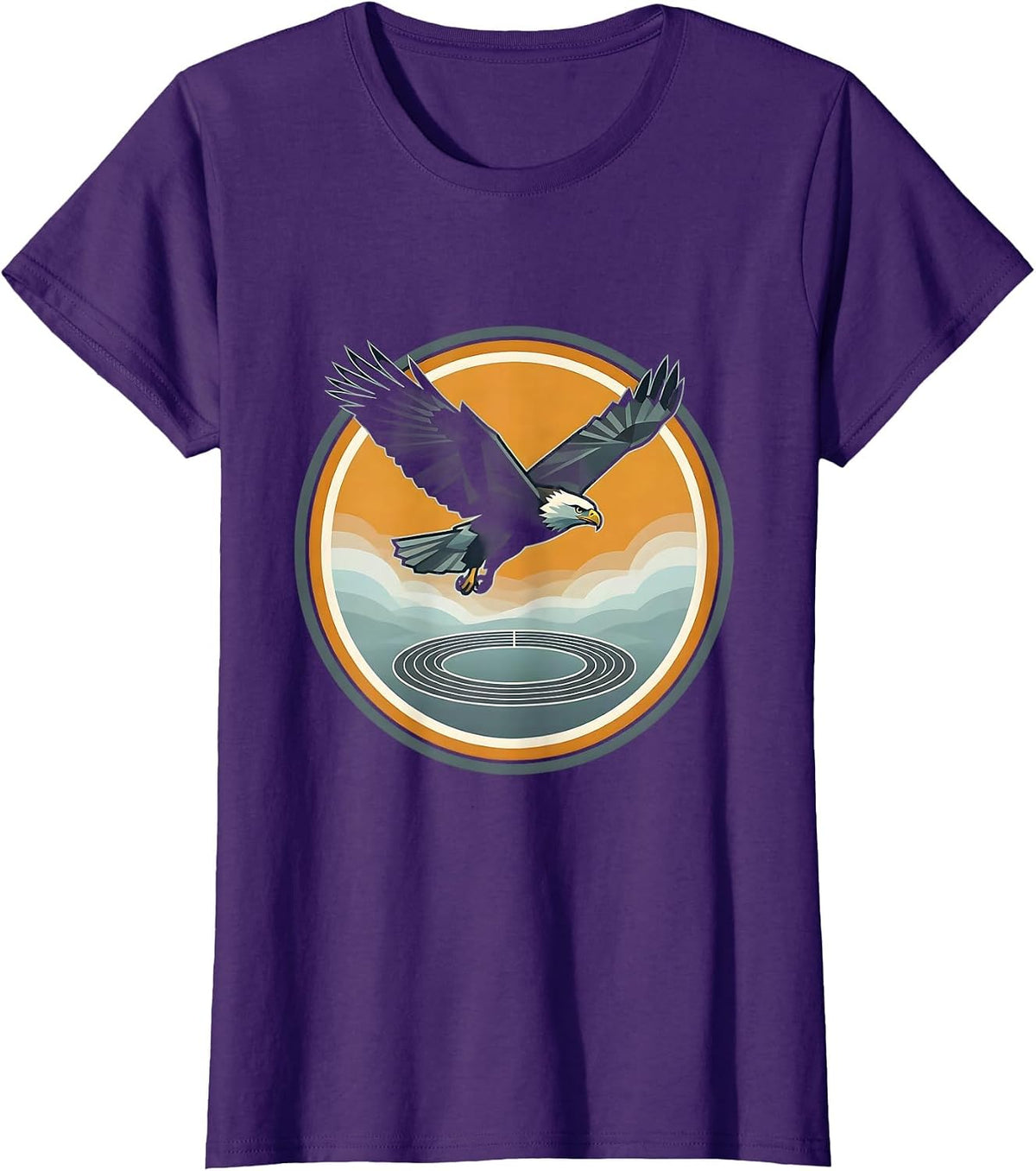 Hawk Diving Over Misty Morning Track T-Shirt - Purple