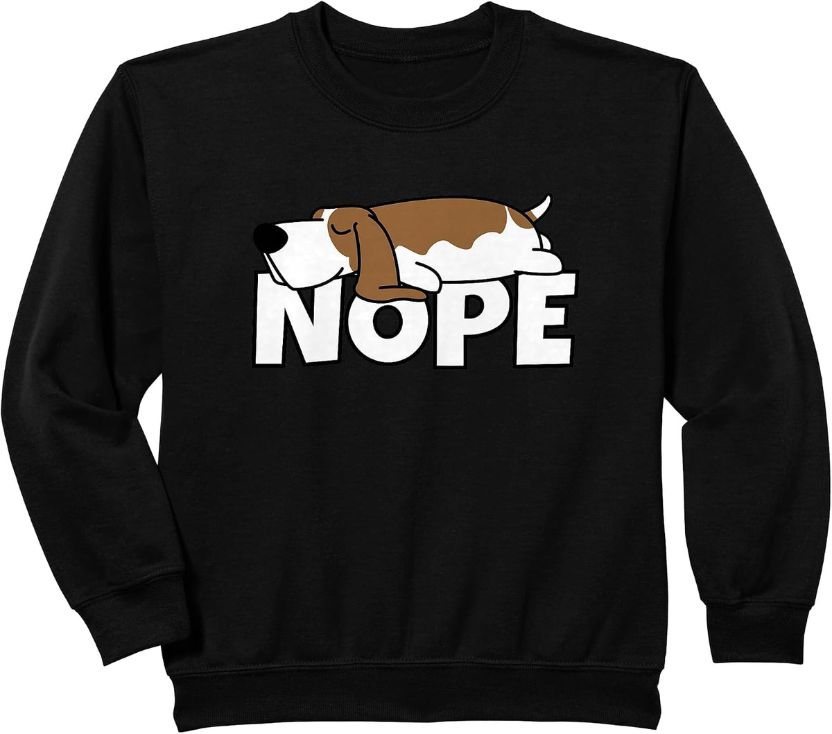 Lazy Basset Hound Cute Dog Nope Sweatshirt - Black