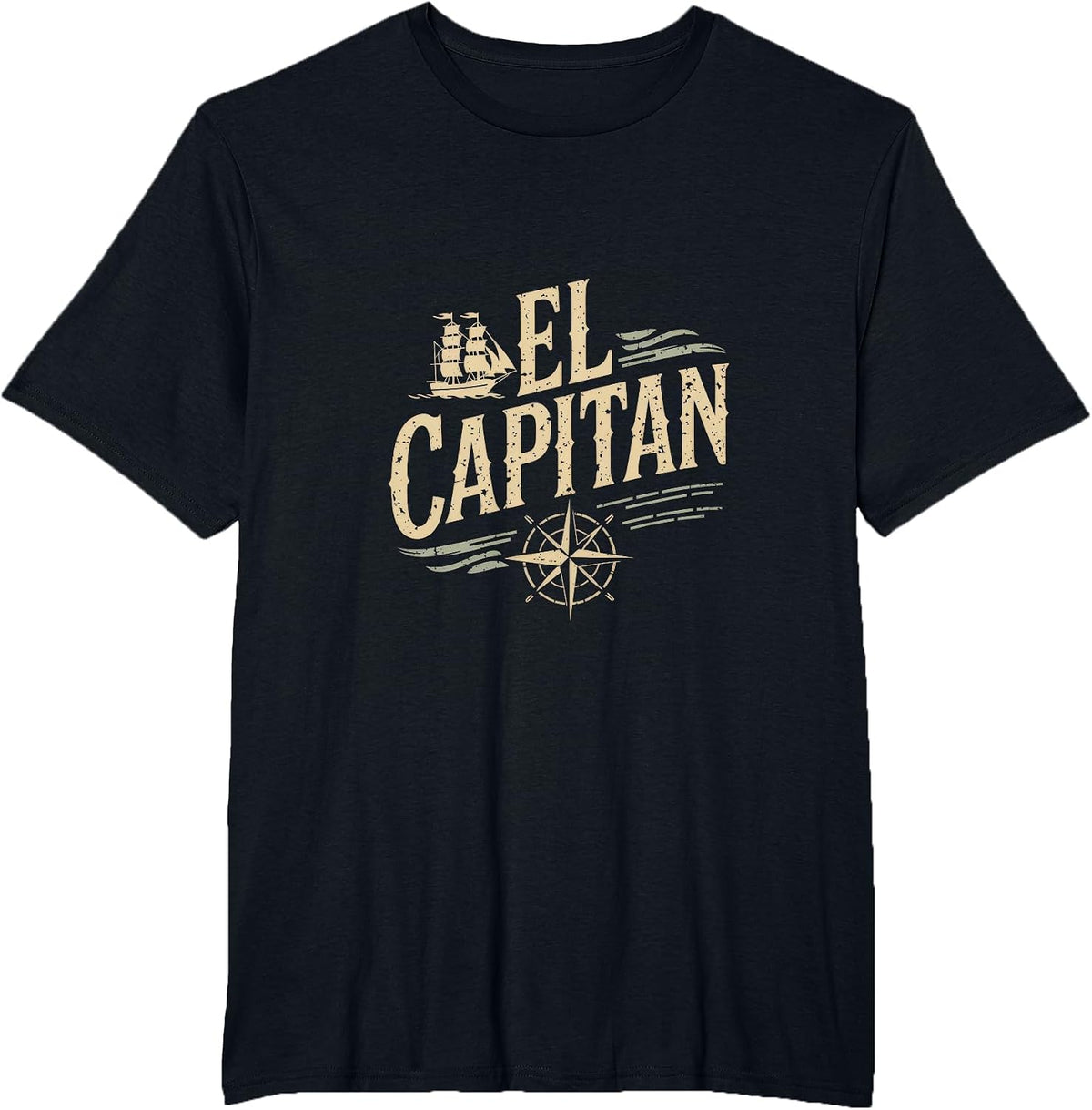 El Capitan - El Capitan Captain Anchor Boat Sail T-Shirt - Black