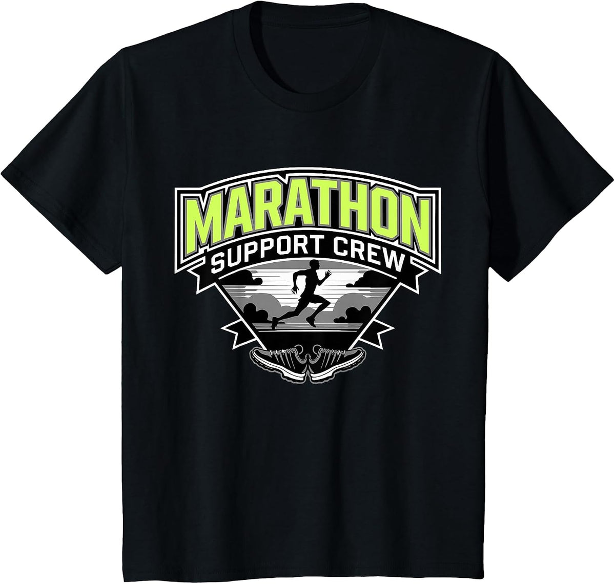 Marathon Support Crew, Funny Running Marathon for Men Women T-Shirt - Black
