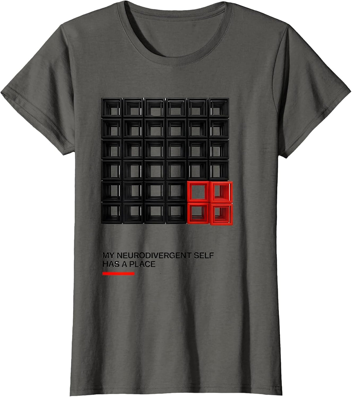 Women's My Neurodivergent Self Has A Place Funny Neurodiversity T-Shirt - Asphalt Grey