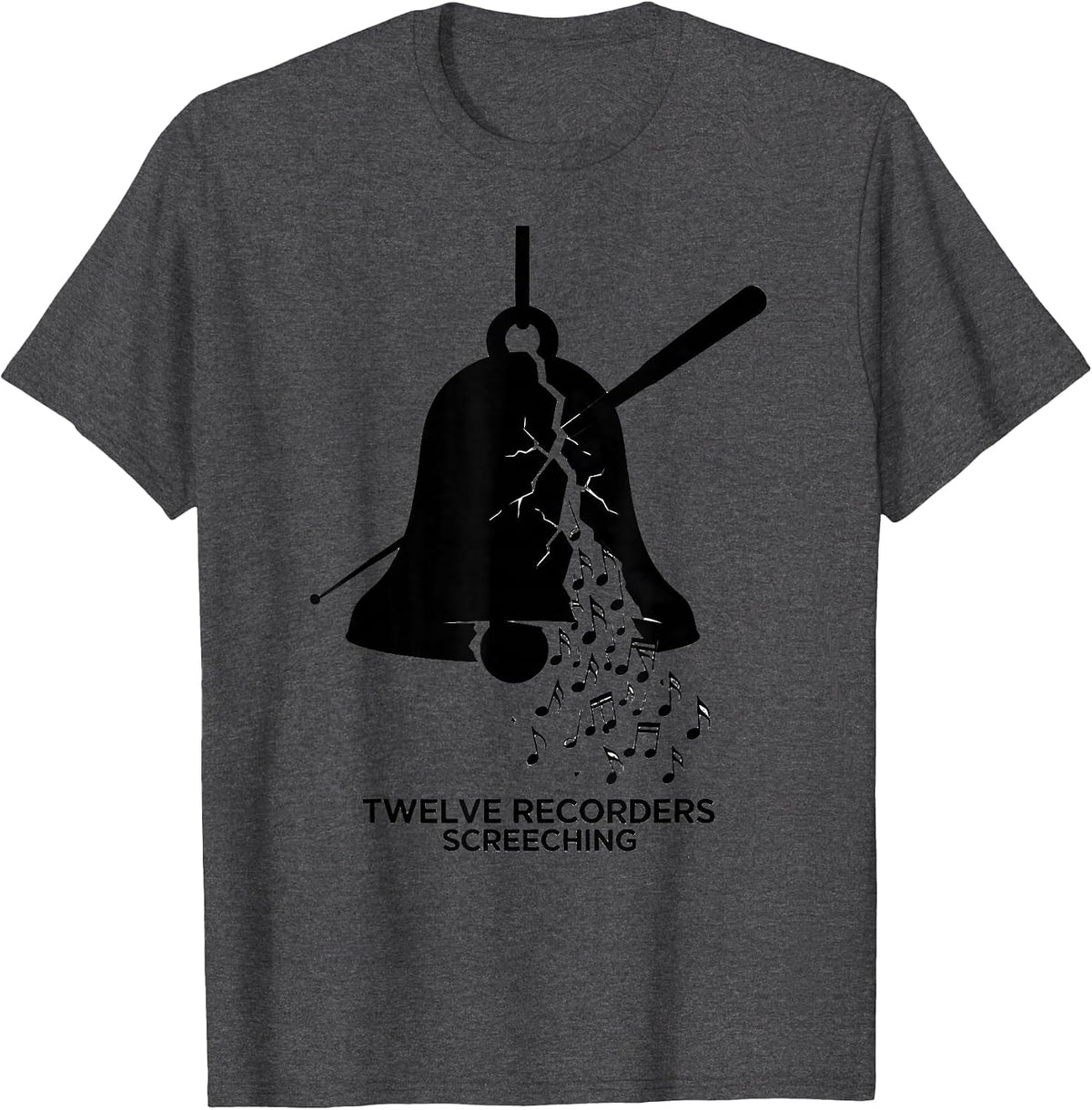 Men's On The First Day Music Teacher Christmas Twelve Recorders T-Shirt - Dark Heather Grey