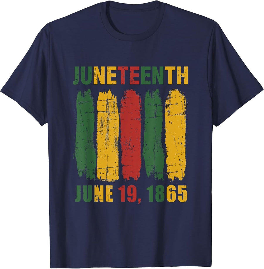 Juneteenth African Flag for Black History Pride Since 1865 T-Shirt - Navy Blue