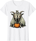 Women's Goat Ghost Halloween Spooky Pumpkin Farm Animal Lover T-Shirt - White