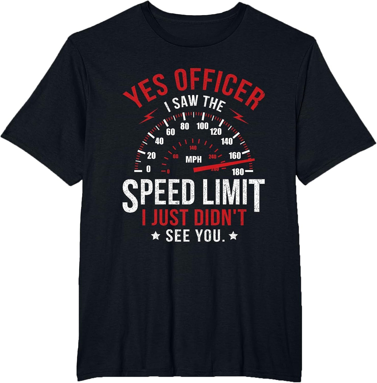 Yes Officer Speeding Ticket for Car Enthusiasts & Mechanics T-Shirt - Black