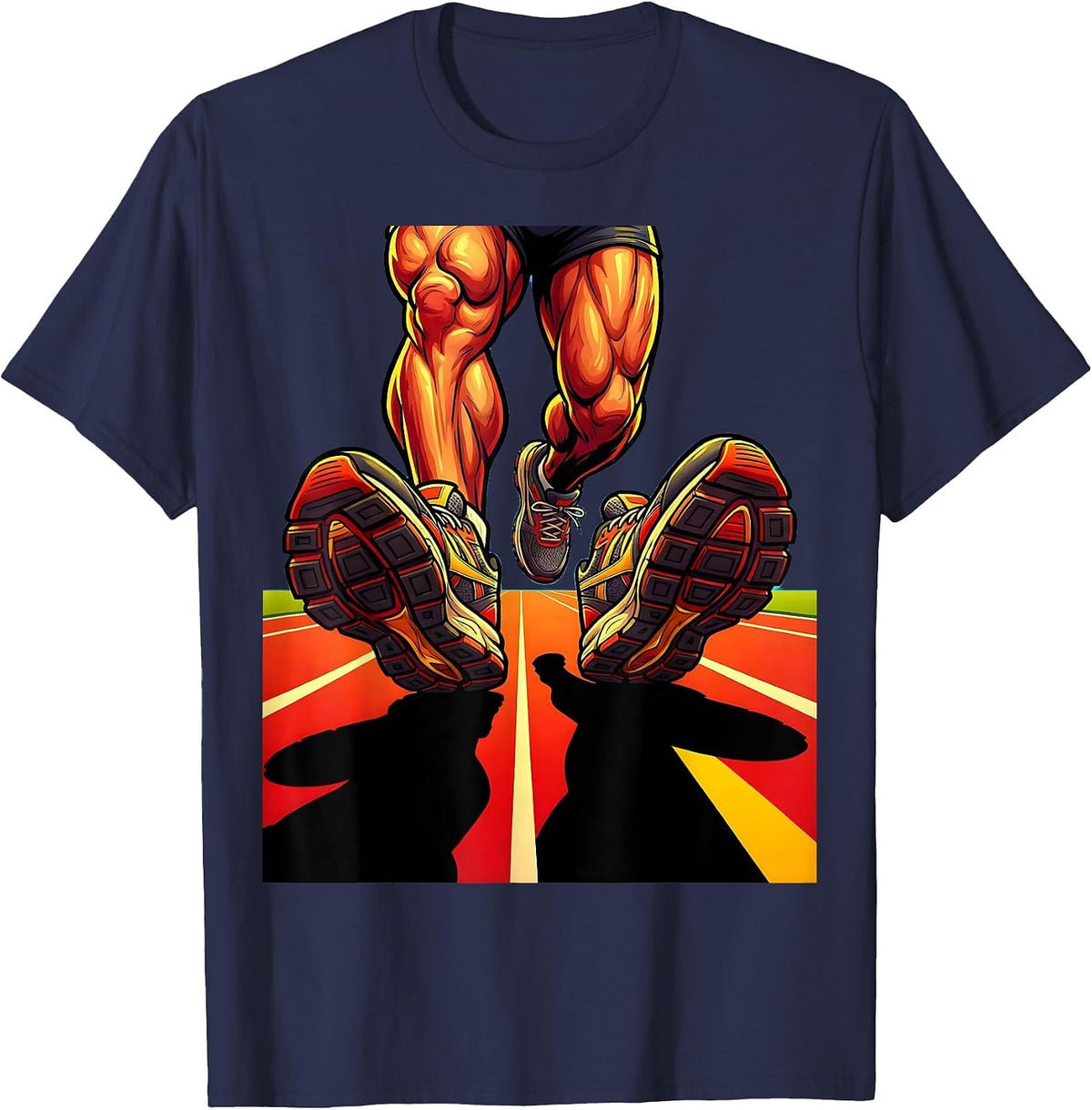 Runner's Shadow Track Graphic Tee T-Shirt - Navy Blue