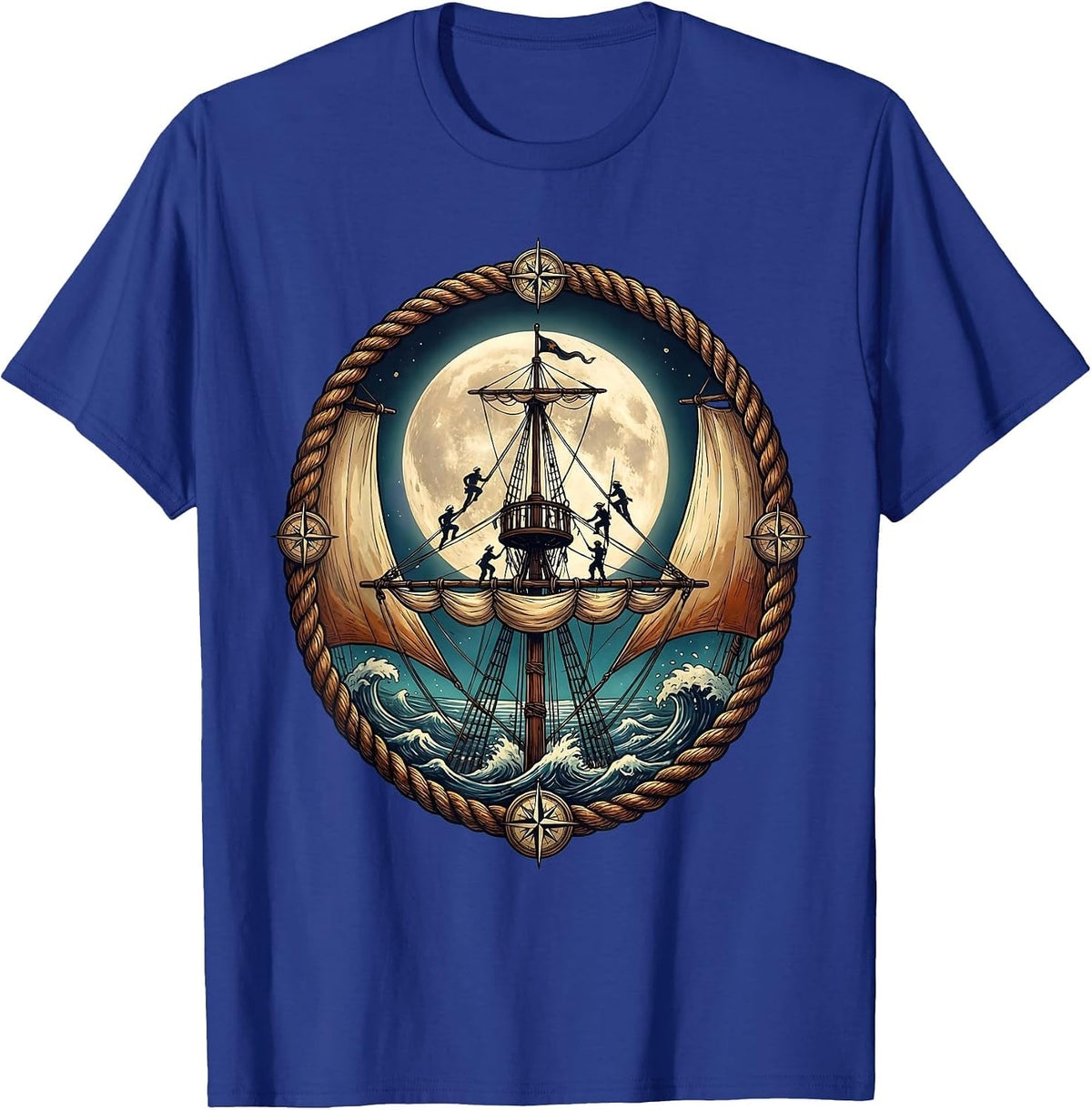 Tall Ship Rigging Climbers Nautical Sailing Crew T-Shirt - Royal Blue