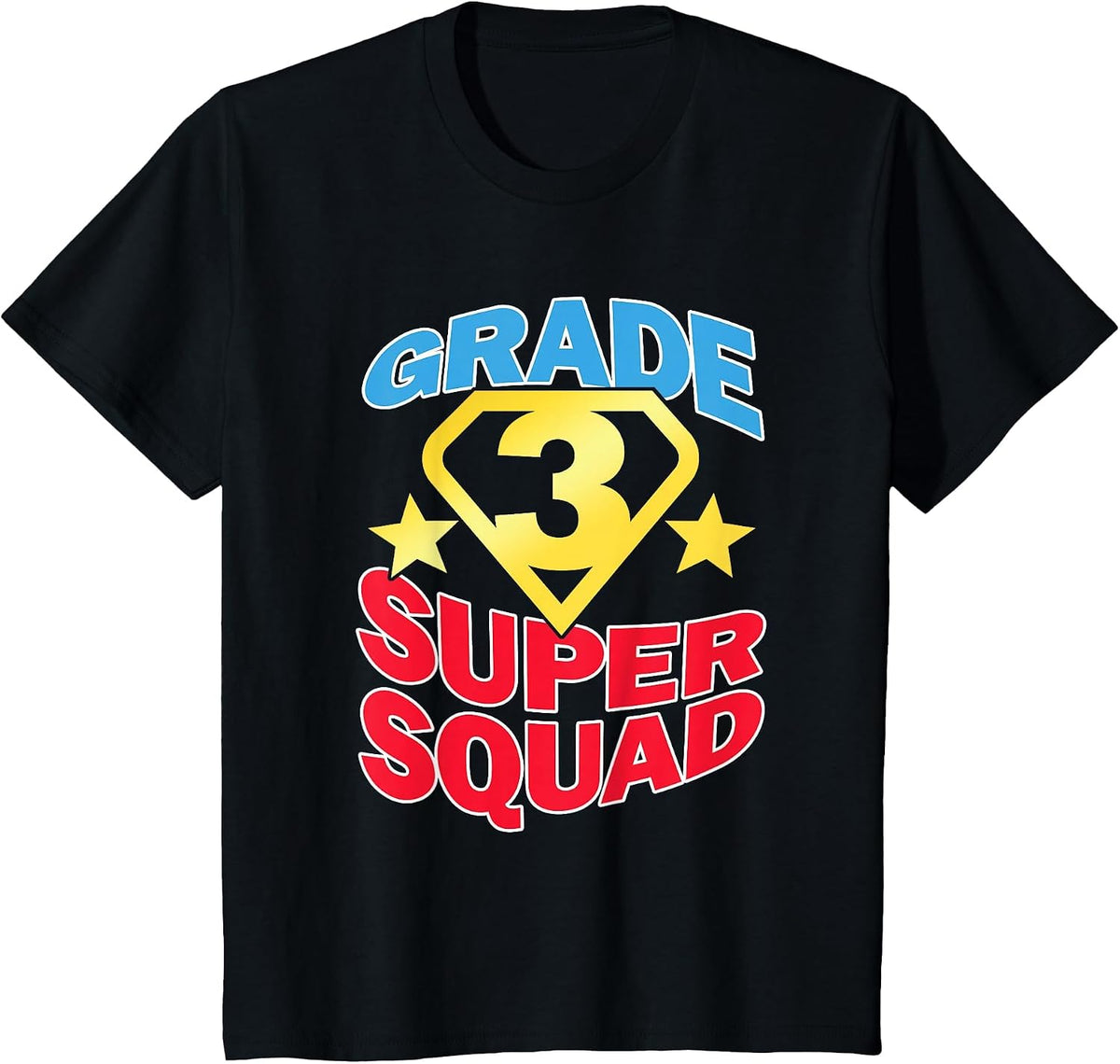 Grade 3 Super Squad Superhero Teacher Team T-Shirt - Black