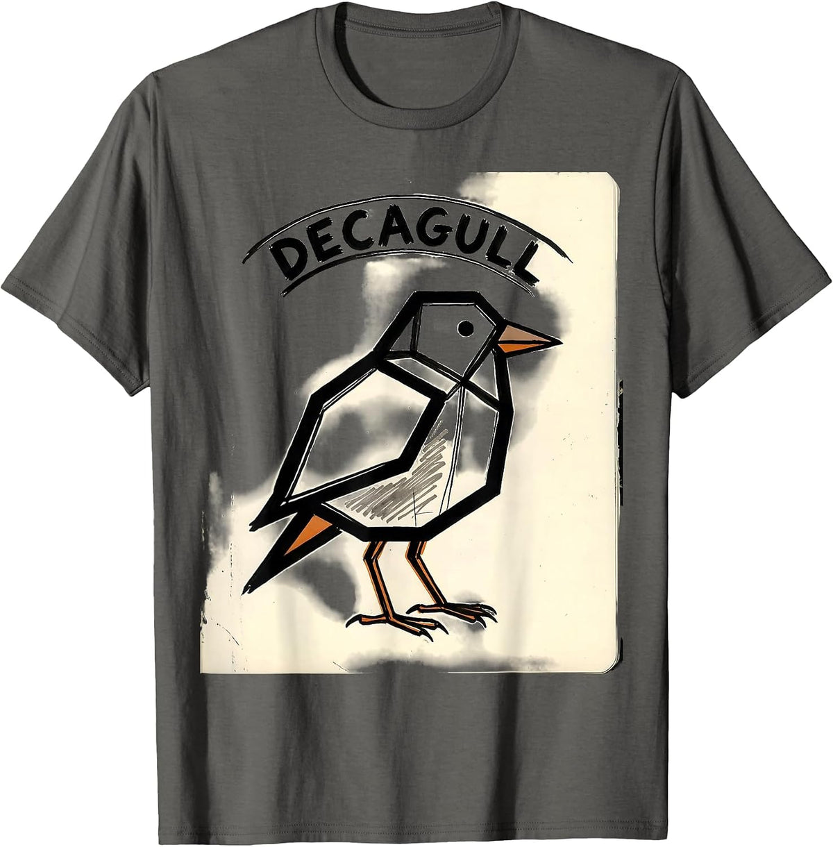 Decagull Geometric Bird Pun Funny Math Teacher Humor T-Shirt - Asphalt Grey