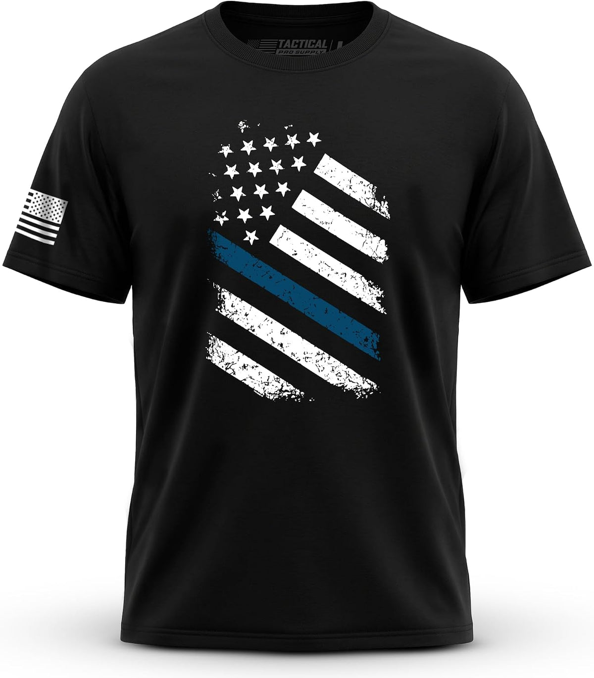 Blue Line Men’s Short Sleeve Cotton Patriotic T-Shirt Made in USA - Old Glory Bl