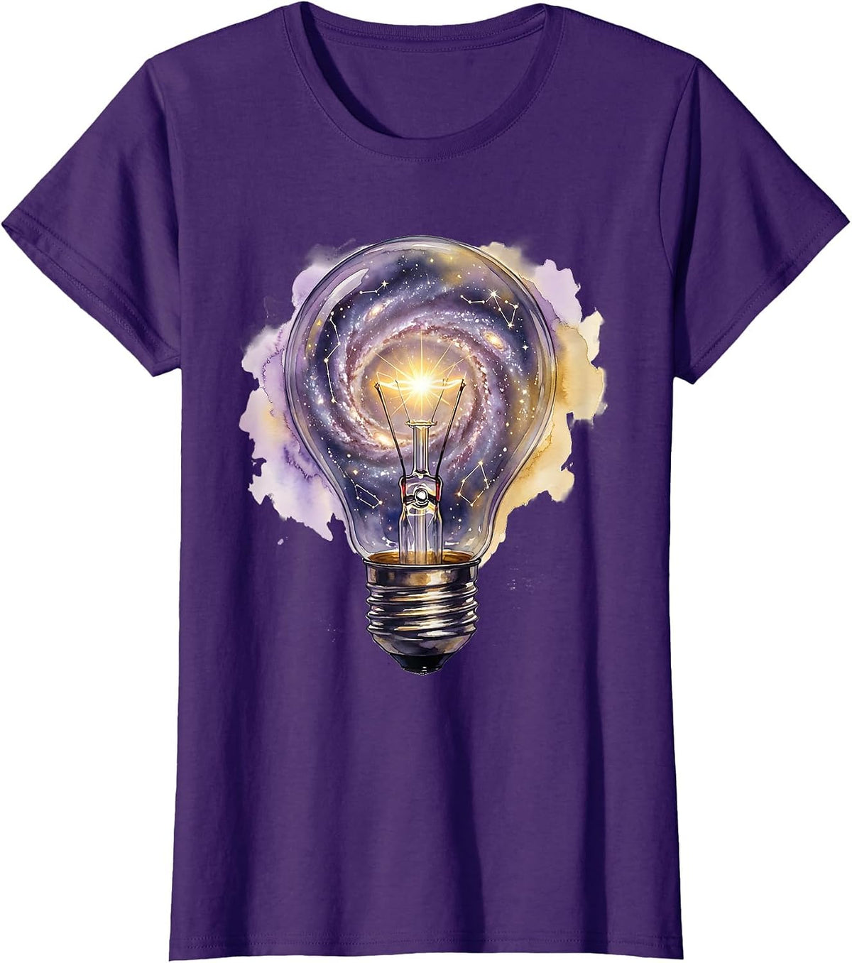 Women's Neurodiversity Lightbulb Constellation Illustration T-Shirt - Purple