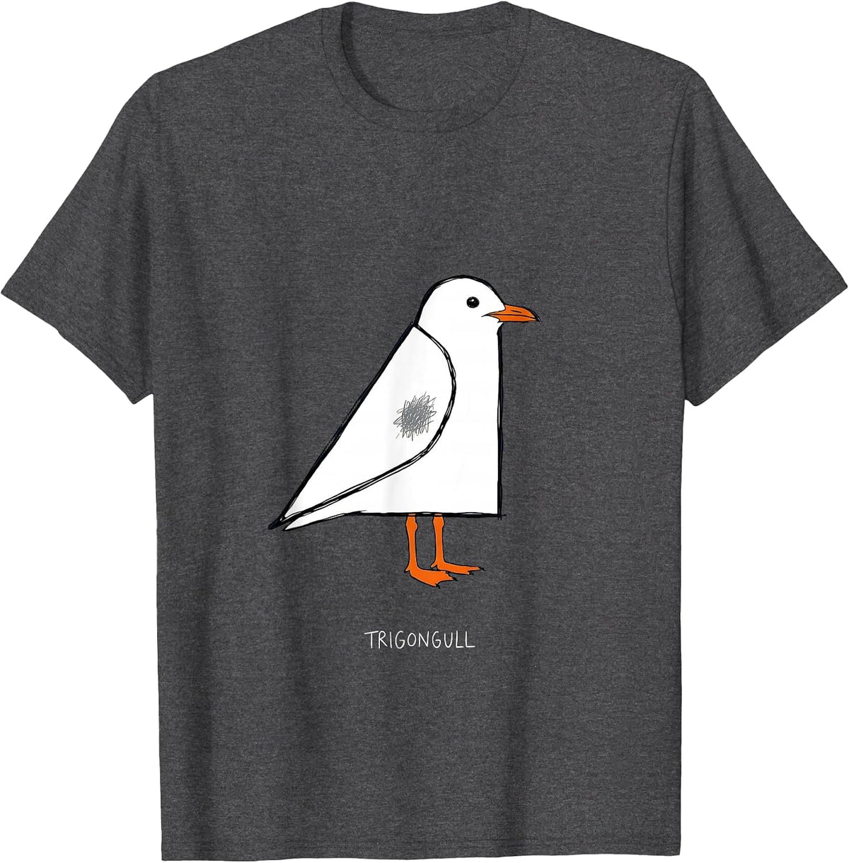 Men's TrigonGull Minimalist Math Teacher Bird Pun Funny T-Shirt - Dark Heather Grey
